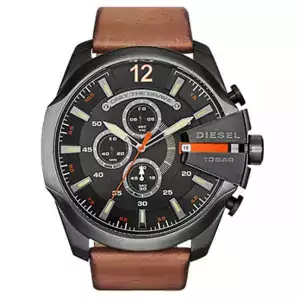 Diesel Mega Chief For Men – Analog Leather Band Watch – DZ4343