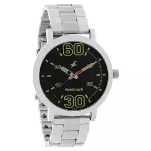 Fastrack Fundamentals Black Dial Stainless Steel Strap Watch (NN38052SM02)