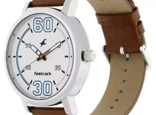 Fastrack Fundamentals White Dial Leather Strap Watch (NN38052SL01)
