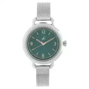 Fastrack Green Dial Stainless Steel Strap Ladies Watch (6123SM05)