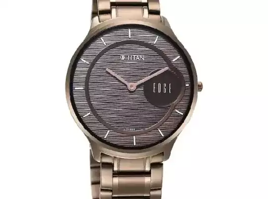 TITAN Edge Baseline Dark Titanium Dial Stainless Steel Strap Watch-NR1843QM02