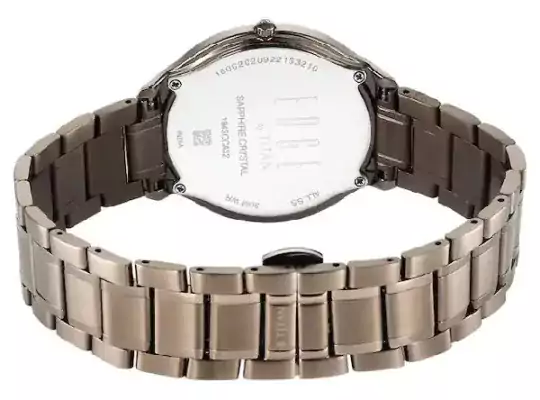 TITAN Edge Baseline Dark Titanium Dial Stainless Steel Strap Watch-NR1843QM02