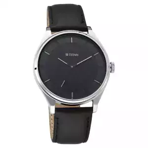 Titan Workwear Watch With Black Dial & Leather Strap - NR1802SL11