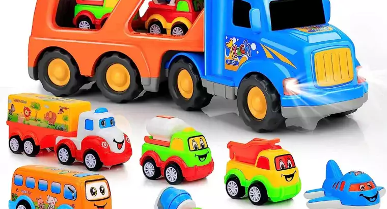 9 pcs Cars Toys for 2 3 4 5 Years Old Toddlers, Big Carrier
