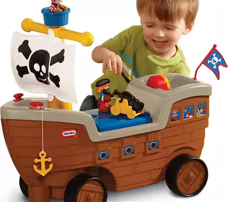 Little Tikes 2-in-1 Pirate Ship Toy – Kids Ride-On Boat with