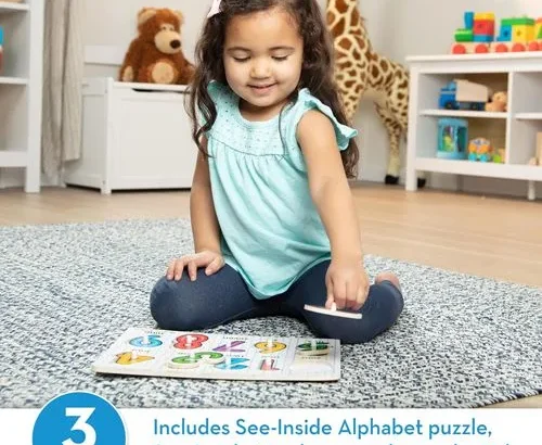 Melissa & Doug Classic Wooden Peg Puzzles (Set of 3) – Numbe