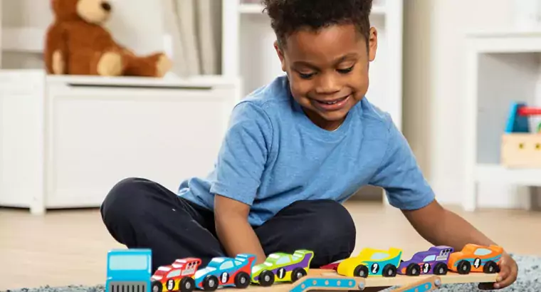 Melissa & Doug Mega Race-Car Carrier – Wooden Tractor and Tr