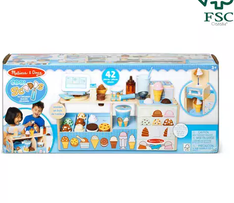 Melissa & Doug Wooden Cool Scoops Ice Creamery Play Food Toy