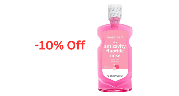 (10% Off) Amazon Basics Kids Anticavity Fluoride Rinse, Alcohol Free