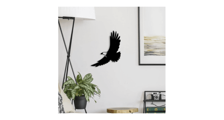 LaModaHome Metal Wall Art American Eagle Black Wall Decor