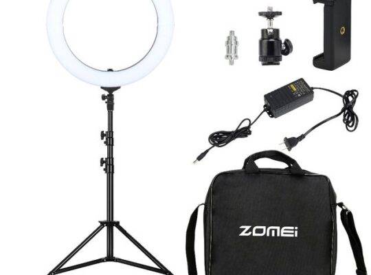 Zomei Premium LED Ring Light 46cm (18-Inch), 50W, 3200-5500K White Color & Temperature Control Full Set With Stand And Carry Bag