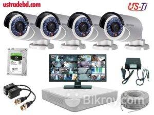 4PC 2MP Hikvision Camera full Package with Monitor