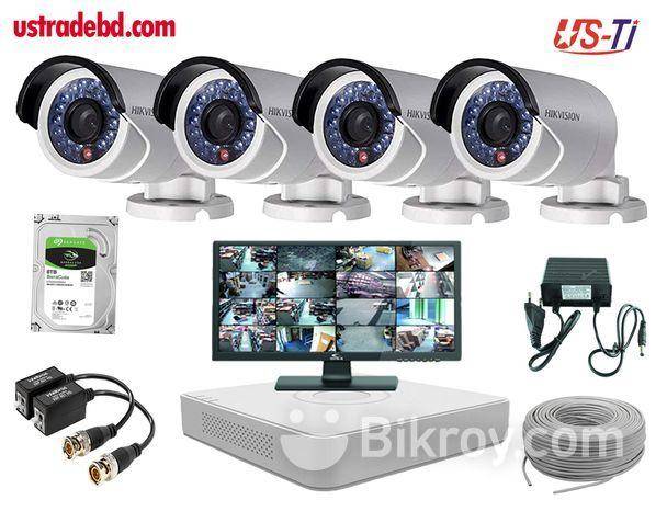 4PC 2MP Hikvision Camera full Package with Monitor