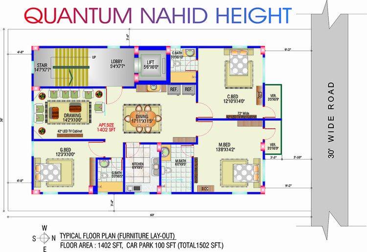 1502 sft. Flat Available for Sale at Uttara